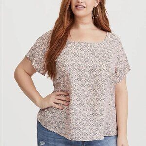 Torrid MULTICOLOR GEO PRINT OPEN BACK GEORGETTE BLOUSE